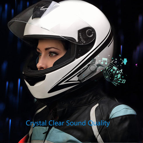 Motorcycle Headset E1 Helmet Intercom, CVC Noise Cancellation Stereo Music, IPX6 Waterproof for Full Face Helmet