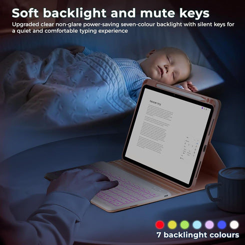 Keyboard Case for iPad Pro 11 Inch 2022, 10.9 Inch iPad Air 5th Gen, Bluetooth, Backlit Smart Folio