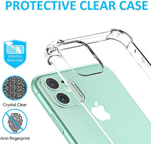 iPhone 11 Clear Case with 2 Screen Protectors, Maximum Shock Absorption Protection, Compatible with Apple iPhone 11