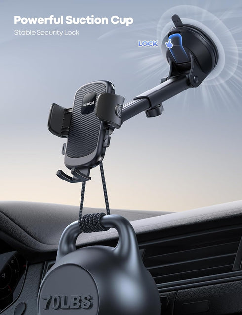 Lamicall Cell Phone Holder Car, Ultra 70LBS Suction Phone Mount for Car Dashboard for iPhone Samsung