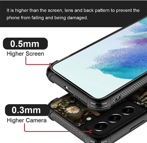 SKAMIX S22 for Samsung Galaxy Case,Soft Silicone Shockproof Bumper Camera Protection Phone Case-Vintage Flowers