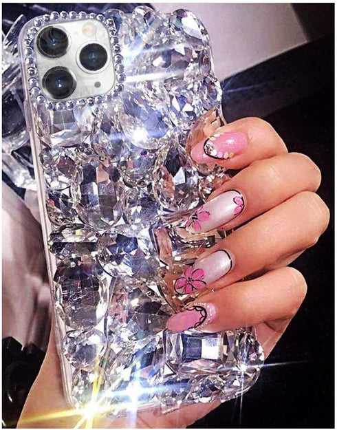 Bonitec 3D Glitter Sparkle Bling Case for iPhone 12 Pro - Luxury Shiny Crystal Rhinestone Diamond Bumper Clear Gems