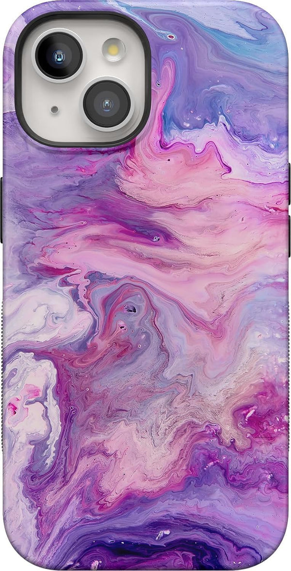 Casely iPhone 15 Case | Tie Dying Over You Purple Marble | Bold Case | Compatible with MagSafe