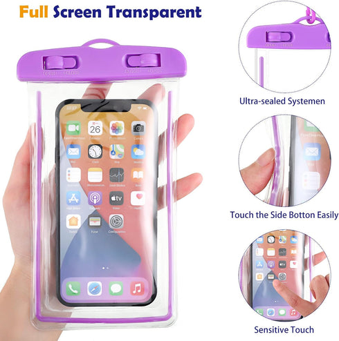 40 Pack Universal Waterproof Phone Pouch Multicolor Dry Bag with Phone Lanyard, Waterproof Phone Holder for Outdoor