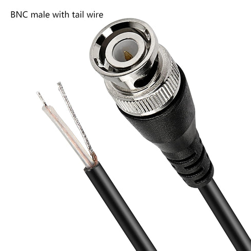 MEIRIYFA BNC Pigtail Cable Bare Wire - BNC Male Coaxial Connector Extension Plug with Open End Wire for CCTV Camera
