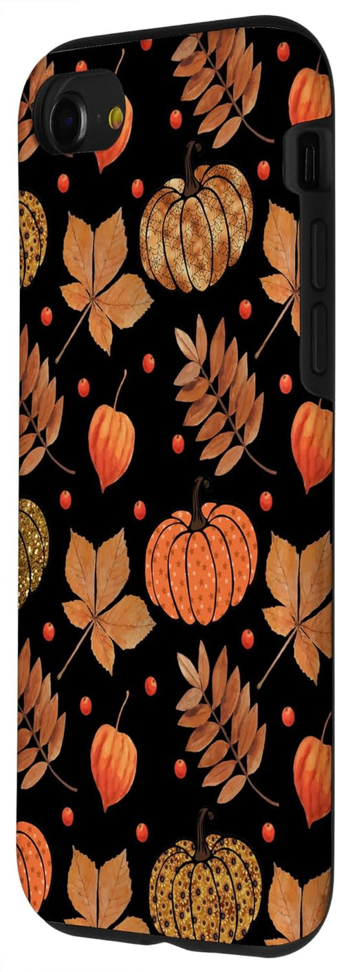 iPhone SE (2020) / 7 / 8 Case with Fall Leaves and Pumpkins Pattern, Halloween Autumn Gifts