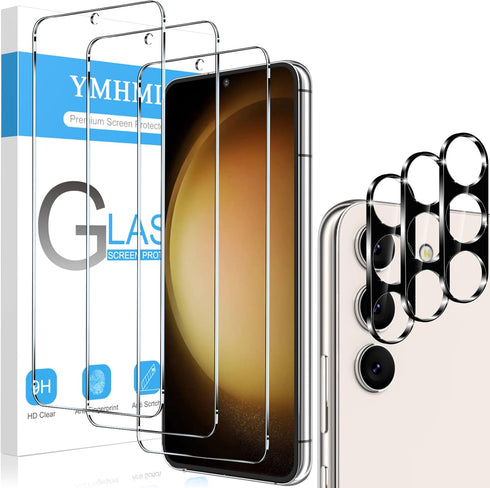 YMHML 3 Pack Tempered Glass Screen Protector for Samsung Galaxy S23, Upgrade Fingerprint Unlock, HD Clear