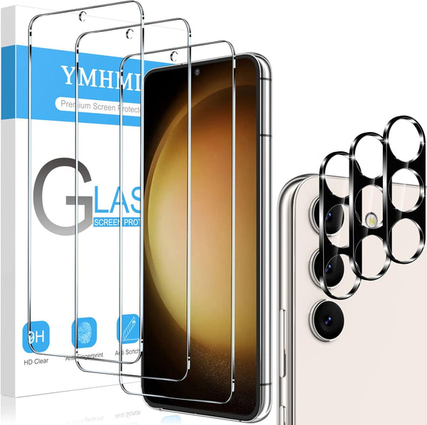 YMHML 3 Pack Tempered Glass Screen Protector for Samsung Galaxy S23, Upgrade Fingerprint Unlock, HD Clear