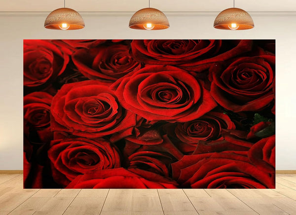 UPXIO 10x7ft Luxury Red Rose Bouquet Backdrop Dense Floral Blooms Photo Background Tapestry