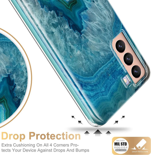 Esdot Case for Samsung Galaxy S21 Plus, Military Grade Rugged Cover with Fashionable Designs for Women, Agate Stone