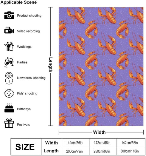 Generic Lobster Pattern Funny Backdrop Background for Photography Photo Photoshoot Screen Parties Curtain
