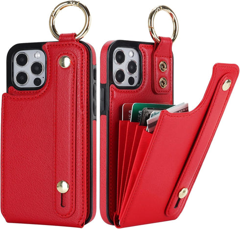 Folosu for iPhone 12/12 Pro Wallet Case with Card Holder, Hand Wrist Strap