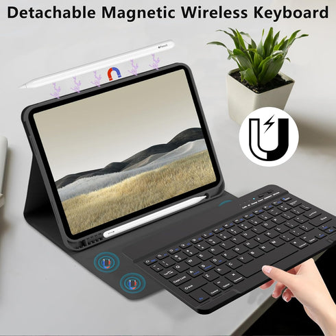 FUWANG Keyboard Case for iPad Air 11 inch (M2) 2024 & 10.9 inch for iPad Air 5th 4th Generation, Detachable Bluetooth