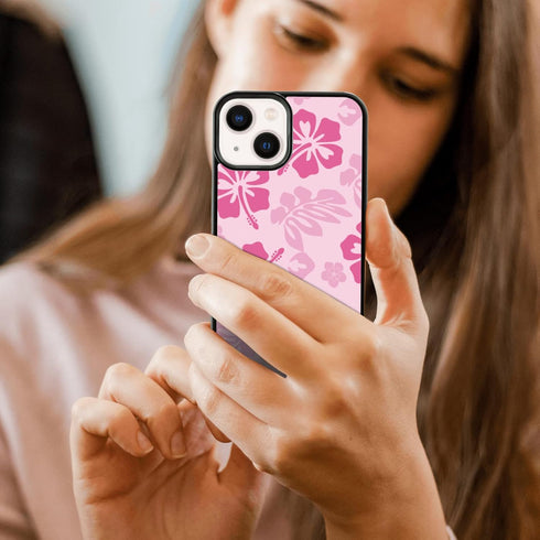 iPhone 13 Case - Pink Hibiscus Shockproof TPU, Cute Flower Design, 6.1 Inch, Protective Phone Case for Men, Girls,