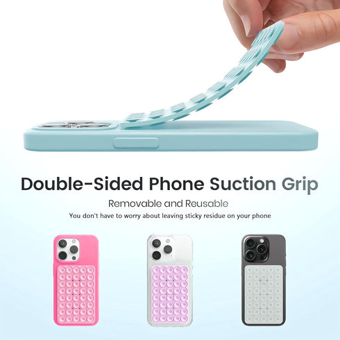 Silicone Double-Sided Suction Phone Case Detachable Mount - Hands-Free, Easy to Clean, Baby Pink