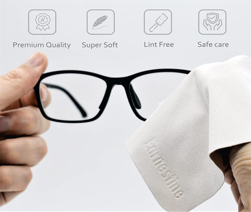 Earnestine 10 Pack Soft Suede Fabric 6" x 7" Eyeglass Cleaning Cloth, Microfiber, Lint Free