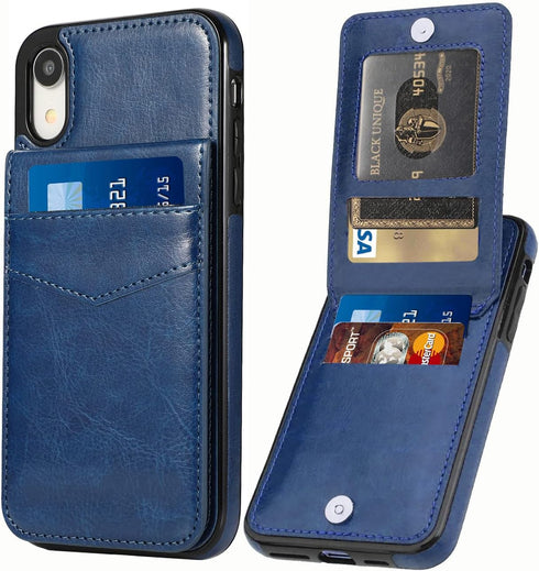 iPhone XR Wallet Case with Credit Card Holder, PU Leather Wallet Case for iPhone XR 6.1 inch (Blue)