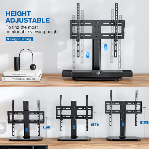 HOLMAXD 27-60 Inch 88 lbs, 400x400mm Universal TV Stand for TVs with Swivel Mount, Height Adjustable Table Top TV Stand