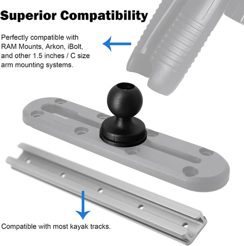 WINDFRD 2 1" 1 inch/B pcs Track Ball Mount Base with T-Bolt Attachment for Kayak/Boat Track, Compatible with RAM
