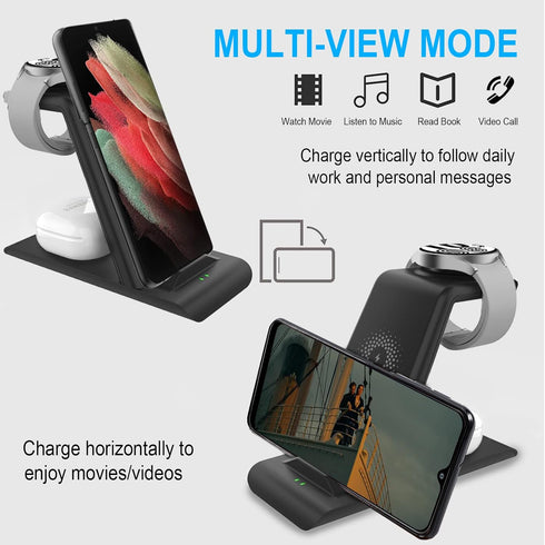 Wireless Charging Station for Galaxy Watch 7/6/5 Pro/4/3 Active 2/1, Multiple Devices Stand for Galaxy S24