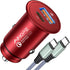 AINOPE USB C Car Charger 67.5W, Red Car Accessories Car Charger USB C for iPhone, Super Mini All Metal Fast Charging