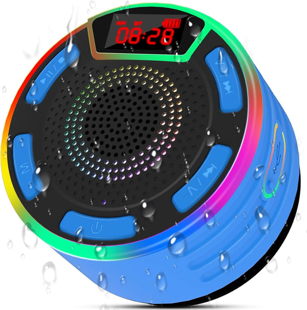 ssouwao ssuowao Bluetooth Shower Speaker, IPX7 Waterproof Portable Speakers with LED Display, FM