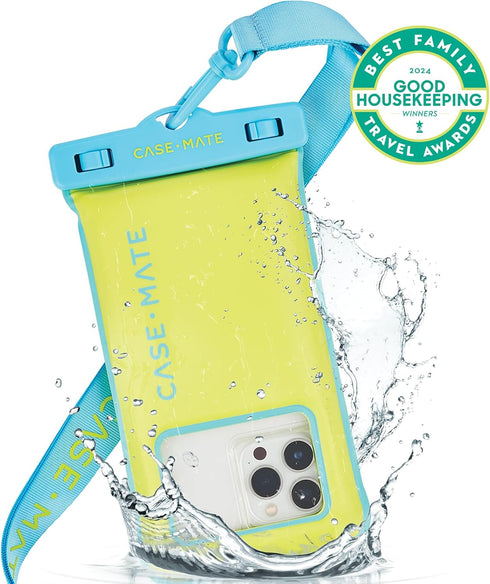 Case-Mate IP68 Waterproof Phone Pouch - Travel Beach Cruise Ship Essentials - Floating Waterproof Phone Case with Crossbody Lanyard for iPhone 15 Pro Max/ 14 Pro Max/ 13 Pro Max/ S24 - Citrus Splash
