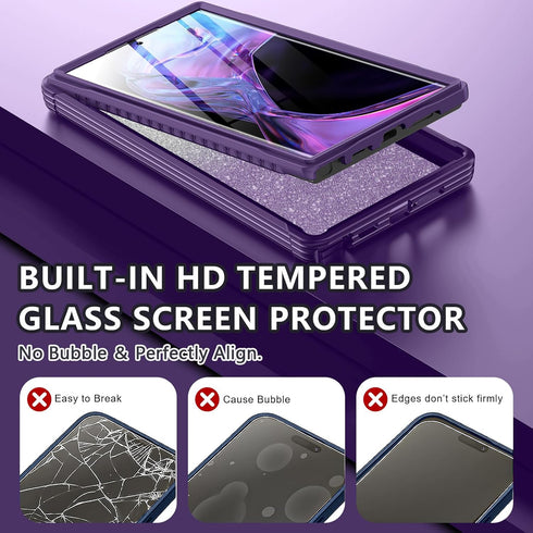 Hekodonk Glitter Case for Samsung Galaxy S24 Ultra, Full Body Shockproof, MagSafe Compatible, with Screen & Camera
