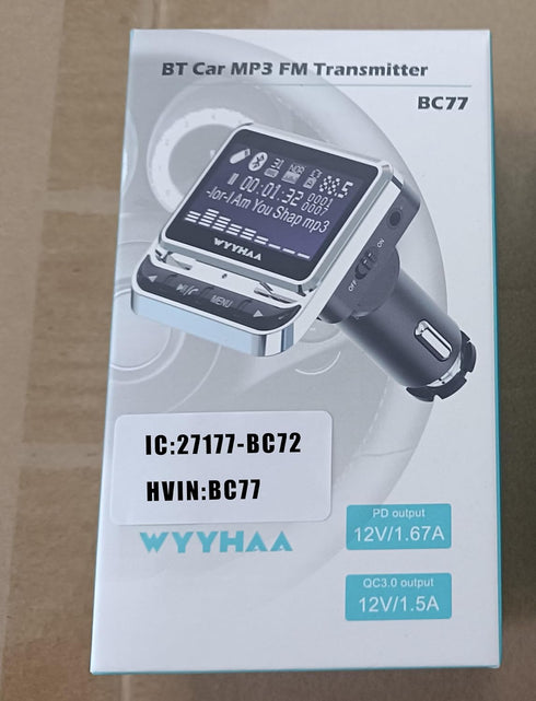 Bluetooth FM Transmitter for Car, Wireless Radio Adapter with Remote Control, Handsfree Auto Kit, USB Charger, and Aux