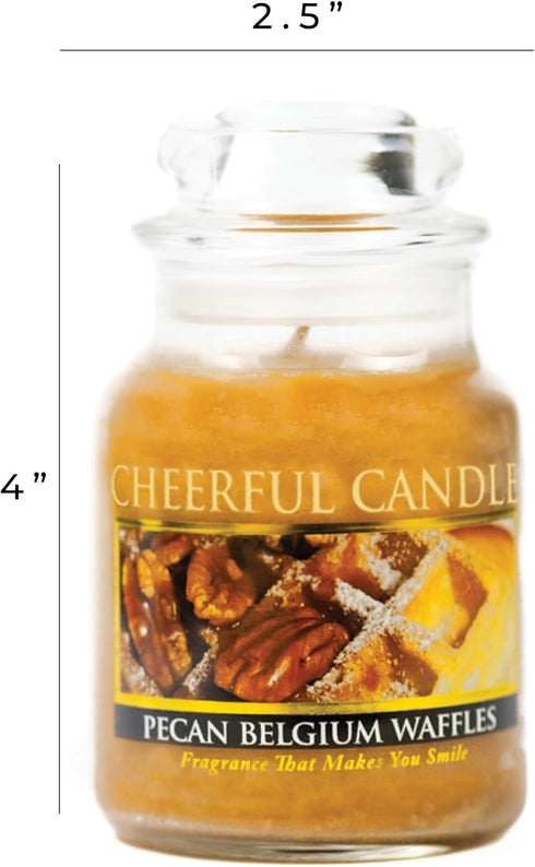 6oz 35 A Cheerful Giver - Pecan Belgium Waffles - Small Scented Candle Jar with Lid - Cheerful Candle - Hours of Burn