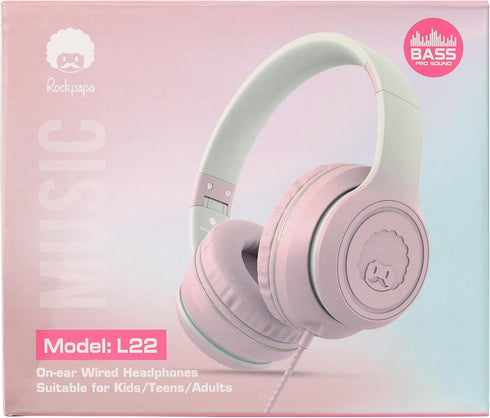 rockpapa L22 Wired Headphones for Kids, Foldable Stereo 3.5mm Corded Headphones with Microphone for School Classroom,
