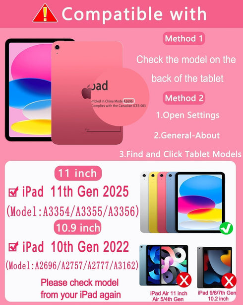 EAMPANG A16 11th 10th 11/10.9 inch,Rainbow 11 2025 10 2022 Case with Keyboard for iPad Generation Backlit Detachable
