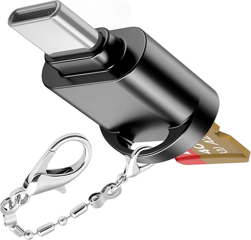USB C Micro SD Card Reader for Android Phone, Camera, Laptop with Keychain, Mini Metal Type-C Reader