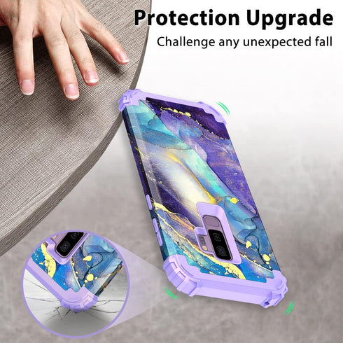 Rancase Purple Case for Galaxy S9 Plus, Three Layer Heavy Duty Shockproof Protection with Soft Silicone