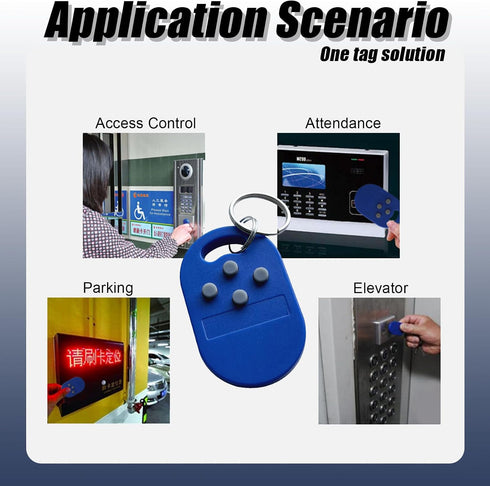 itapring 1Pcs 125KHz 3 4 T5577 125KHz RFID Reader Writer Copier, Pcs RFID Key Fob Tag Token with RFID Chips in One Tag