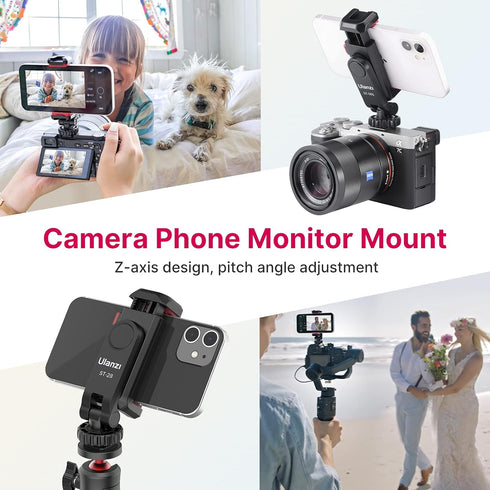 Phone Tripod Mount Holder for iPhone - ULANZI ST-06S Camera Hot 2 Cold Shoe Phone Mount Compatible for iPhone Android