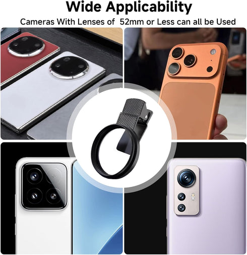 Ryetvok 52mm Set, 17 16 15 14 13 12 11 CPL Filter for Phone Camera with Lens Clip HD Circular Polarizer Polarizing
