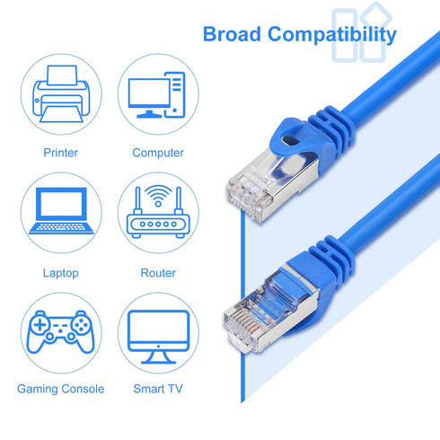 6 100 10Gbps 100FT CAT Shielded Ethernet Cable FT, Indoor High-Speed (SFTP) Snagless Shielded Ethernet Cable