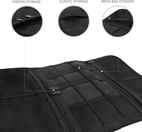 Patu Roll Up Electronics Accessories Travel Gear Organizer Case, Black, Portable Universal Kit Bag
