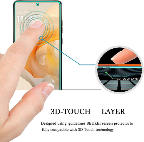 beukei (3 Pack) Tempered Glass Screen Protector for Motorola Moto G Stylus 5G (2024), Touch Sensitive, Case Friendly,
