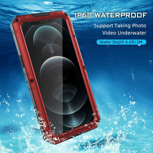 Mitywah Heavy Duty Waterproof Case for iPhone 12 Pro, Shockproof with Built-in Screen Protector, 6.1 Inch, Red