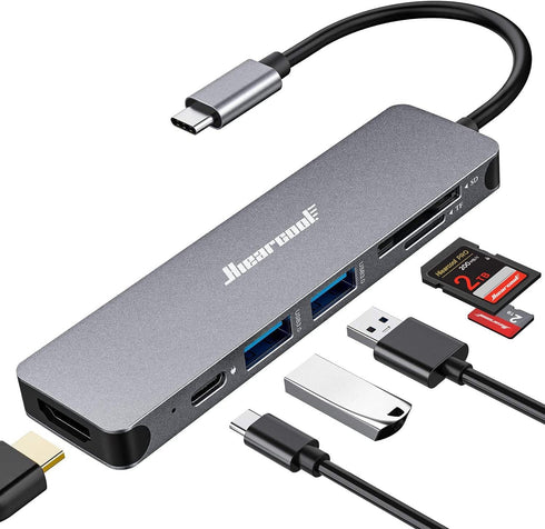 Hiearcool USB C Hub, 7-in-1 USB C Multi-Port Adapter for MacBook Pro, USB C to HDMI Hub Dongle Compatible with USB C