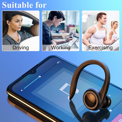 Bluetooth 5.2 Headset, Single Ear Earpiece with Mic, Noise Cancelling Headset for Business, Trucker, Driver
