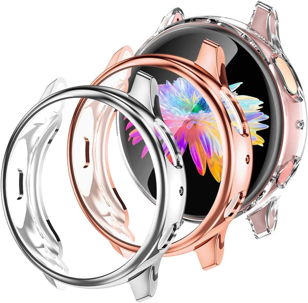 GEAK 3 Pack Compatible with Galaxy Watch Active 2 Case 44mm, Soft Full Cover Screen Protector for Samsung Smartwatch