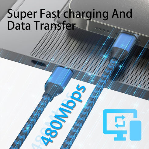 USB C to USB C Cable Nylon Braided 60W 3/3/6/6/10 FT Fast Charging Cable for iPhone 15/15 Plus/15 Pro Max, MacBook Pro