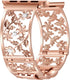 Floral Band Compatible with Apple Watch Jewelry Band 38mm 40mm 41mm 42mm, Bling Crystal Bracelet Strap for Women (Rose