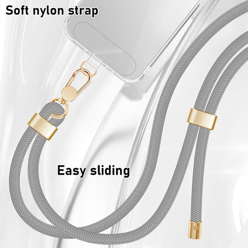 Phone Lanyards for Around the Neck, Universal Neck Strap Holder with Phone Patches, Crossbody Cell Phone Strap (Gray)