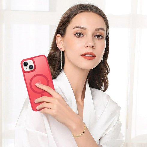 BENTOBEN iPhone 13/14 Case - Slim Shockproof Translucent Matte, Red, Compatible with MagSafe, 6.1" Protective Cover.