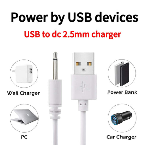 Bizooth 2.5mm 2 Pack DC Charging Cable, Fast Charging USB Cable, Compatible with Beauty Instrument Massager USB Charger