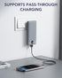VRURC Portable Charger 10000mAh, Built-in Cables and AC Wall Plug, USB C Power Bank for Smart Phones and Tablets (Grey)